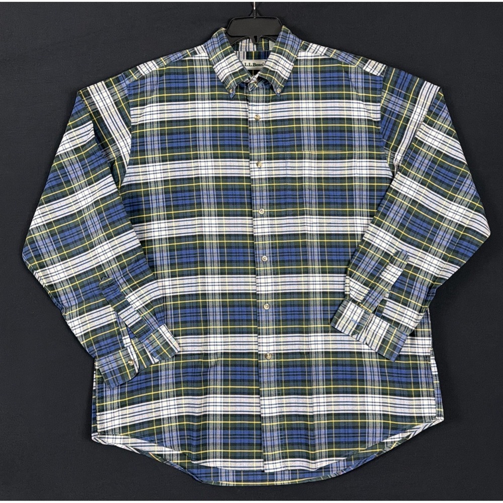 L.L. Bean VTG Scottish Plaid  Shirt Mens Large Dress Gordon Oxford Button Down